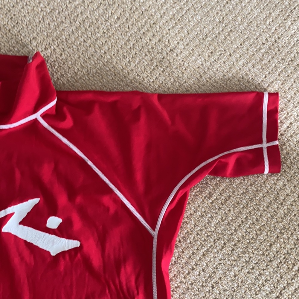 Boys Vintage “Rusty” Rashguard. Red w/White “R” - Picture 3 of 7